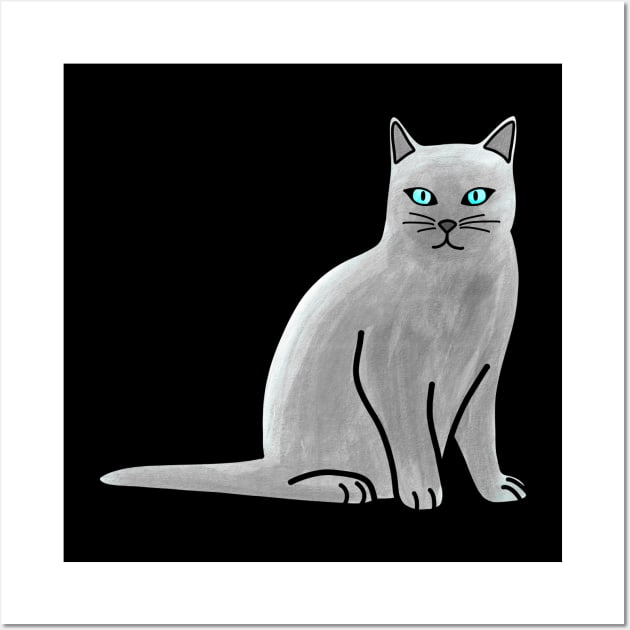 Russian Blue Cat Wall Art by Kelly Louise Art